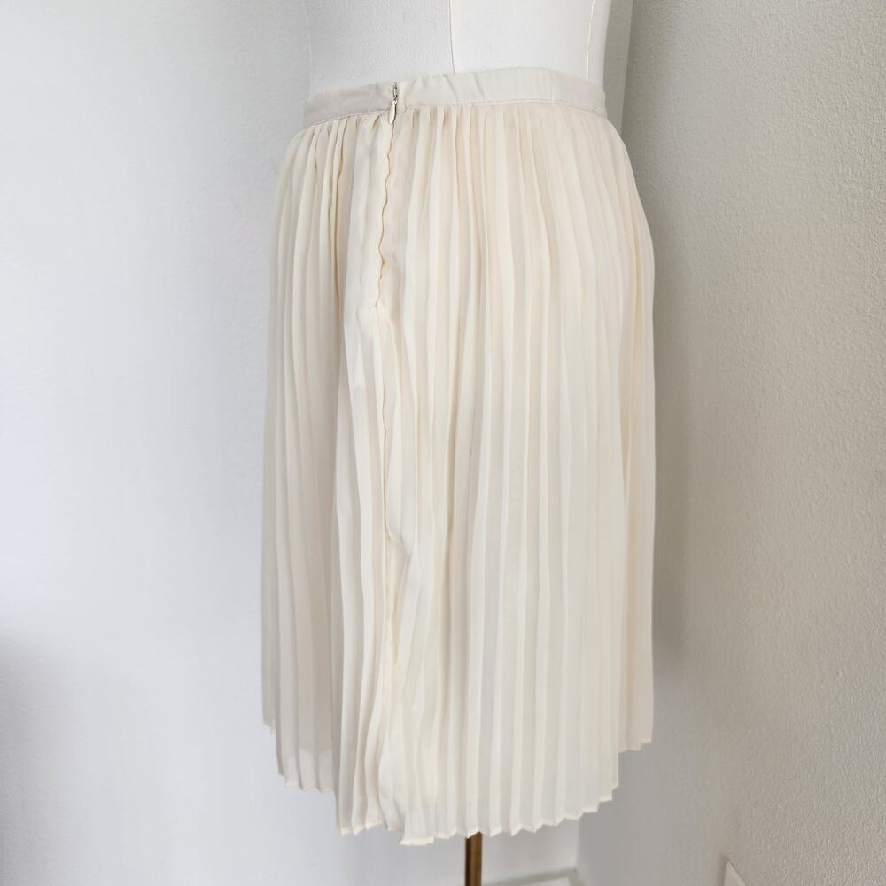 Vintage Y2K Cream Pleated Midi Skirt Mid Rise Elastic Waist NY Collection M - Picture 4 of 9